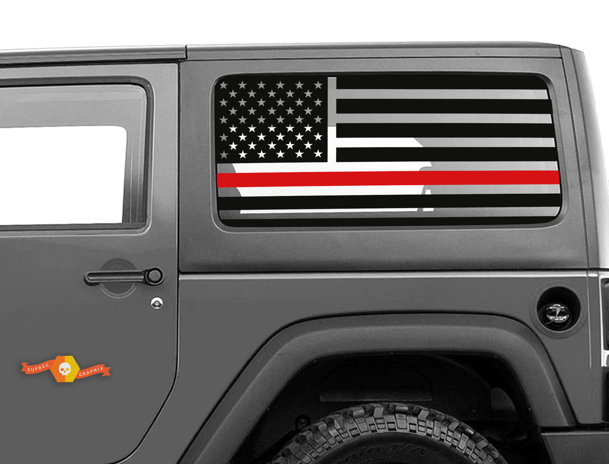 Blue Line 2 Door Jeep Hardtop Flag Decal Regular USA American Wrangler JK HK1