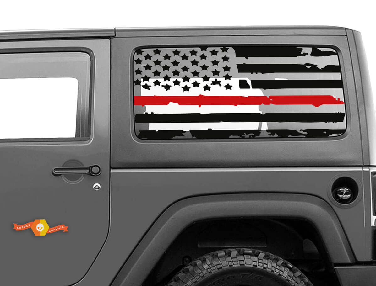 Distressed USA Flag Hardtop Window Vinyl Decal for Jeep Wrangler JK