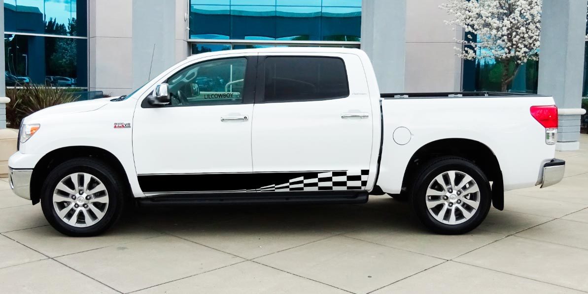 Product Checkered Flag Stripe Rocker Panel Decal Vinyl Sticker Fits Ford Tundra
