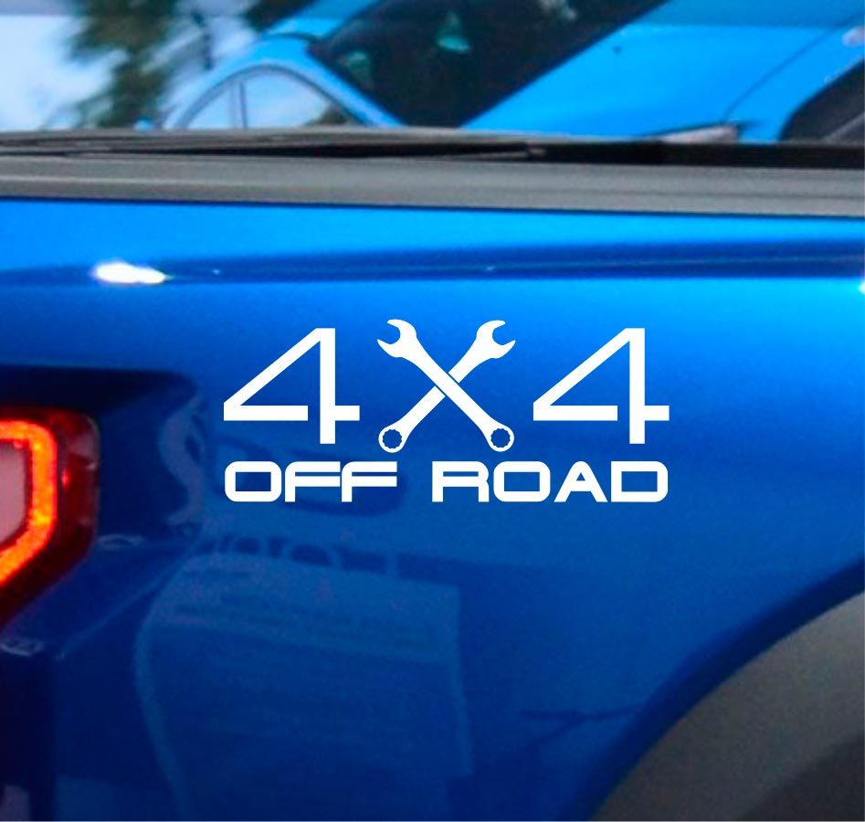 (2X) 4X4 Off Road Truck Bed Decal Vinyl Sticker Wrench Lifted Truck Coal Roller