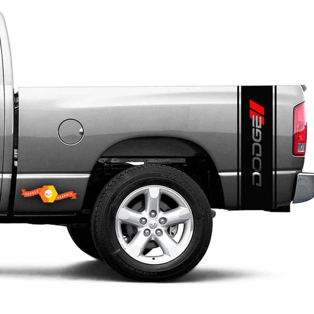 Branded Rear Side Stripes Vinyl Decal Kit for Dodge Ram 1500-3500