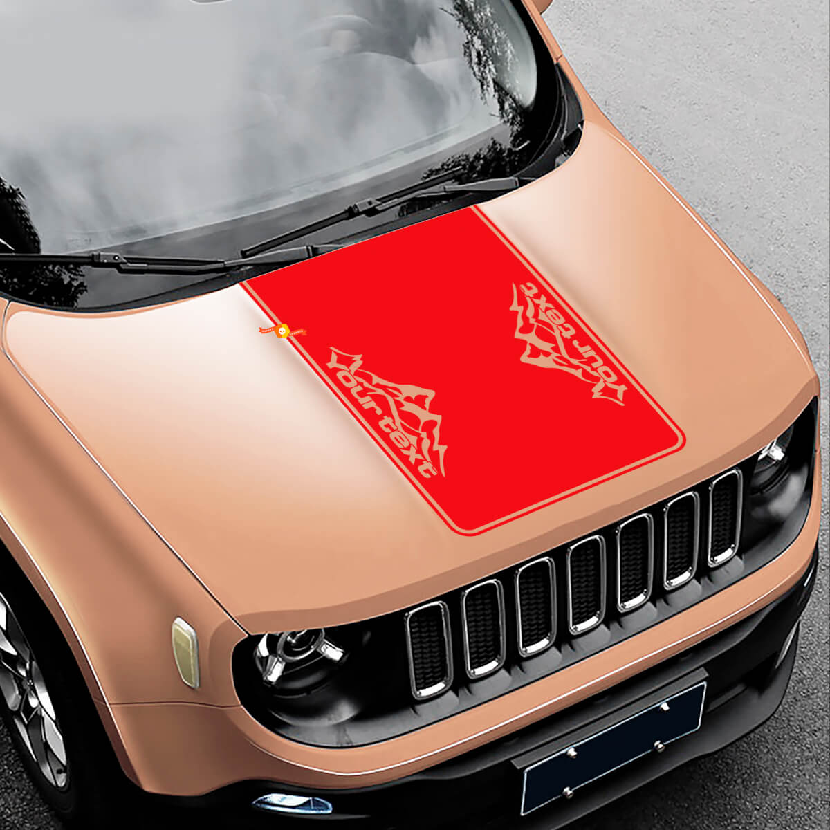 Mountains Style Blackout Vinyl Hood Sticker Decal for Jeep Renegade