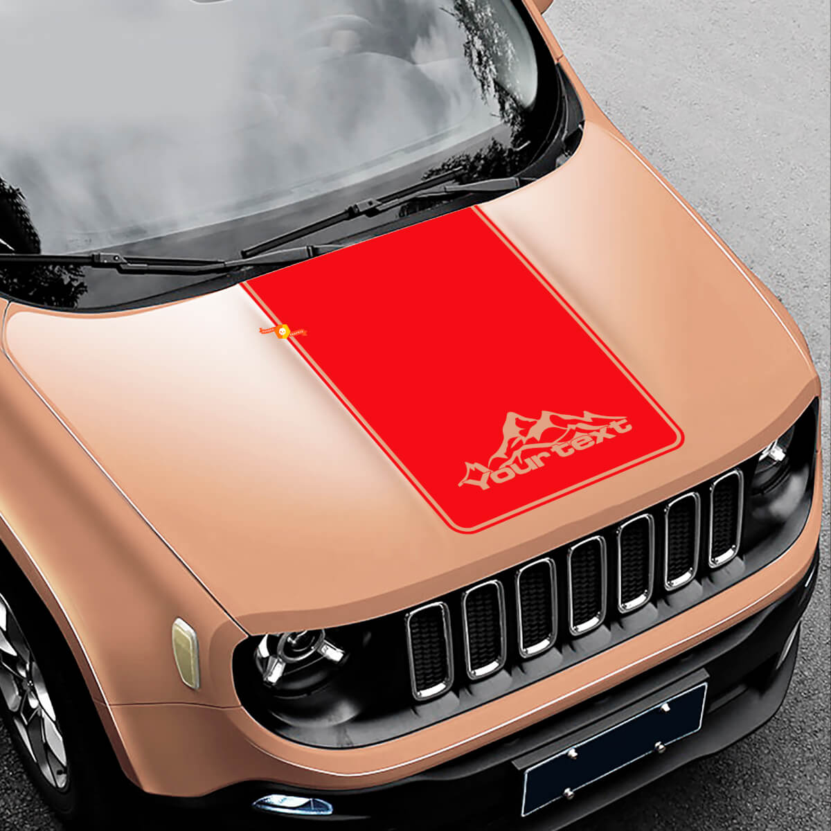 Mountains Style Blackout Vinyl Hood Decal 2 for Jeep Renegade