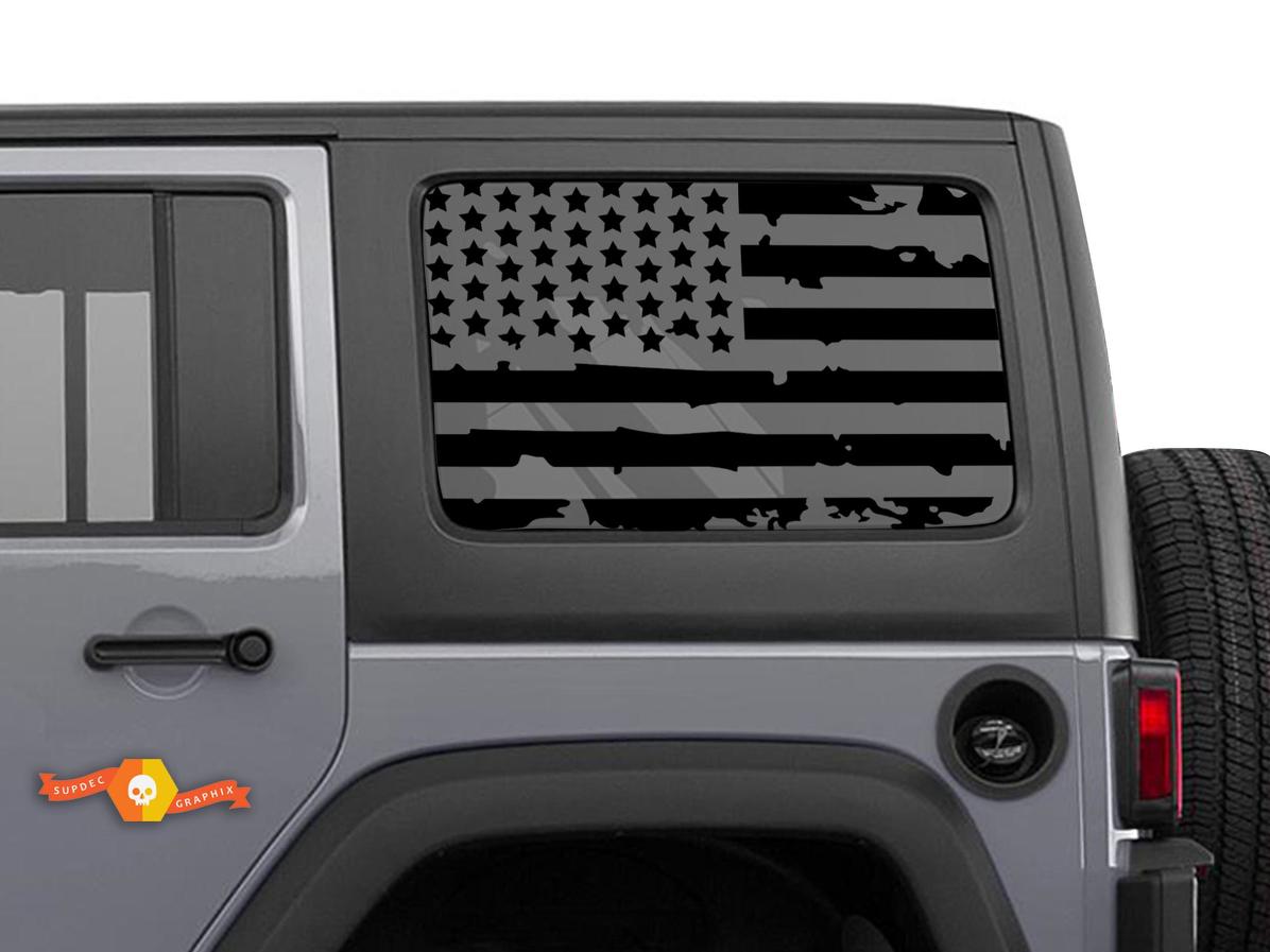 Blue Line 2 Door Jeep Hardtop Flag Decal Regular USA American Wrangler JK HK1
