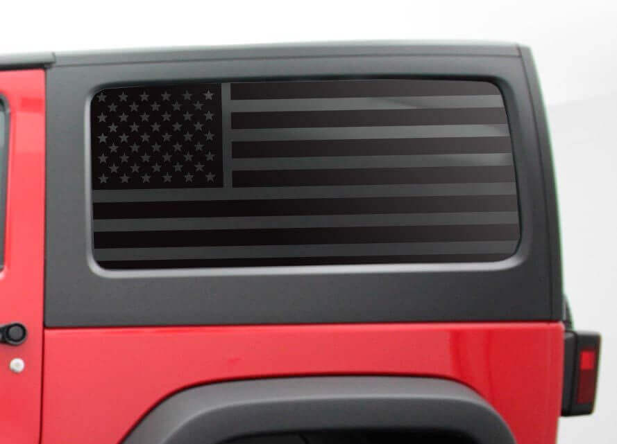 USA Flag Hardtop Side Window Decal Set for Jeep Wrangler JK 2 Door