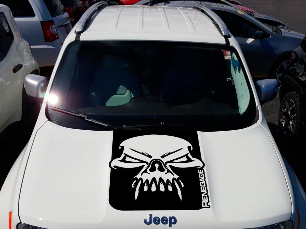 Hood Skull Grunge Graphic Vinyl Decal Sticker Side for Jeep Renegade