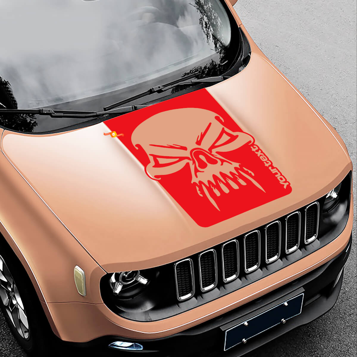 Skull Grunge Graphic Hood Vinyl Decal Sticker Side for Jeep Renegade