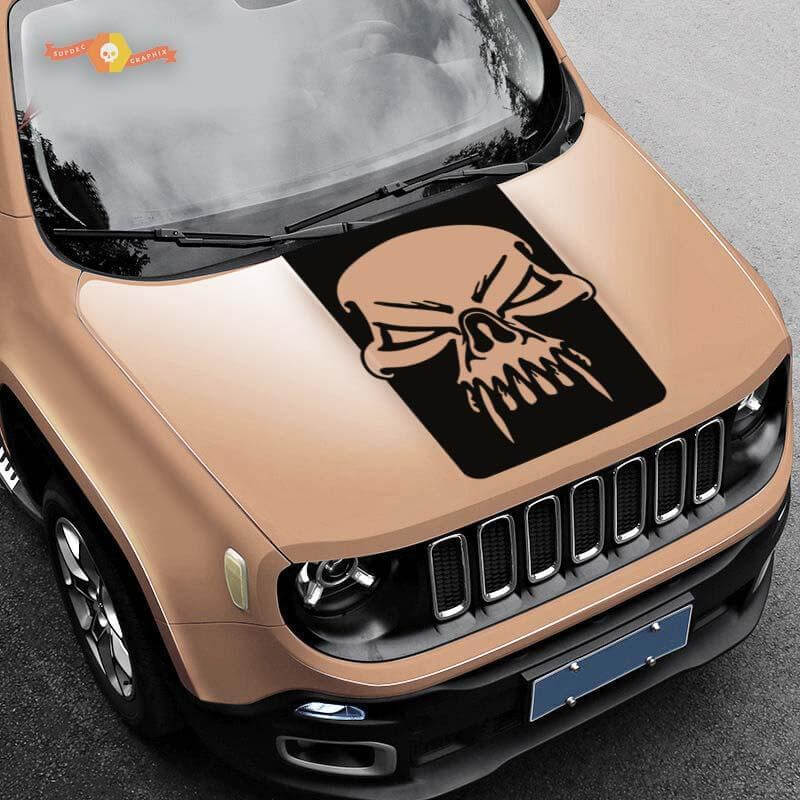 Hood Skull Grunge Graphics Vinyl Decal Sticker Side for Jeep Renegade