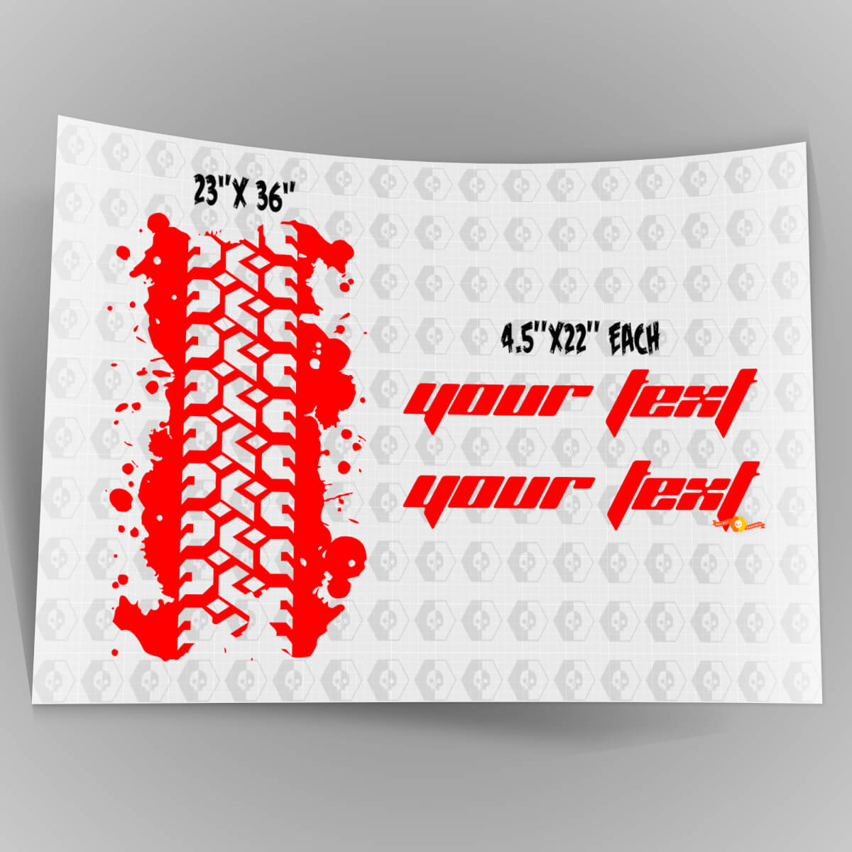 Tire Trace Graphic Lettering Hood Vinyl Decal Sticker Kit for Jeep Wrangler TJ LJ JK