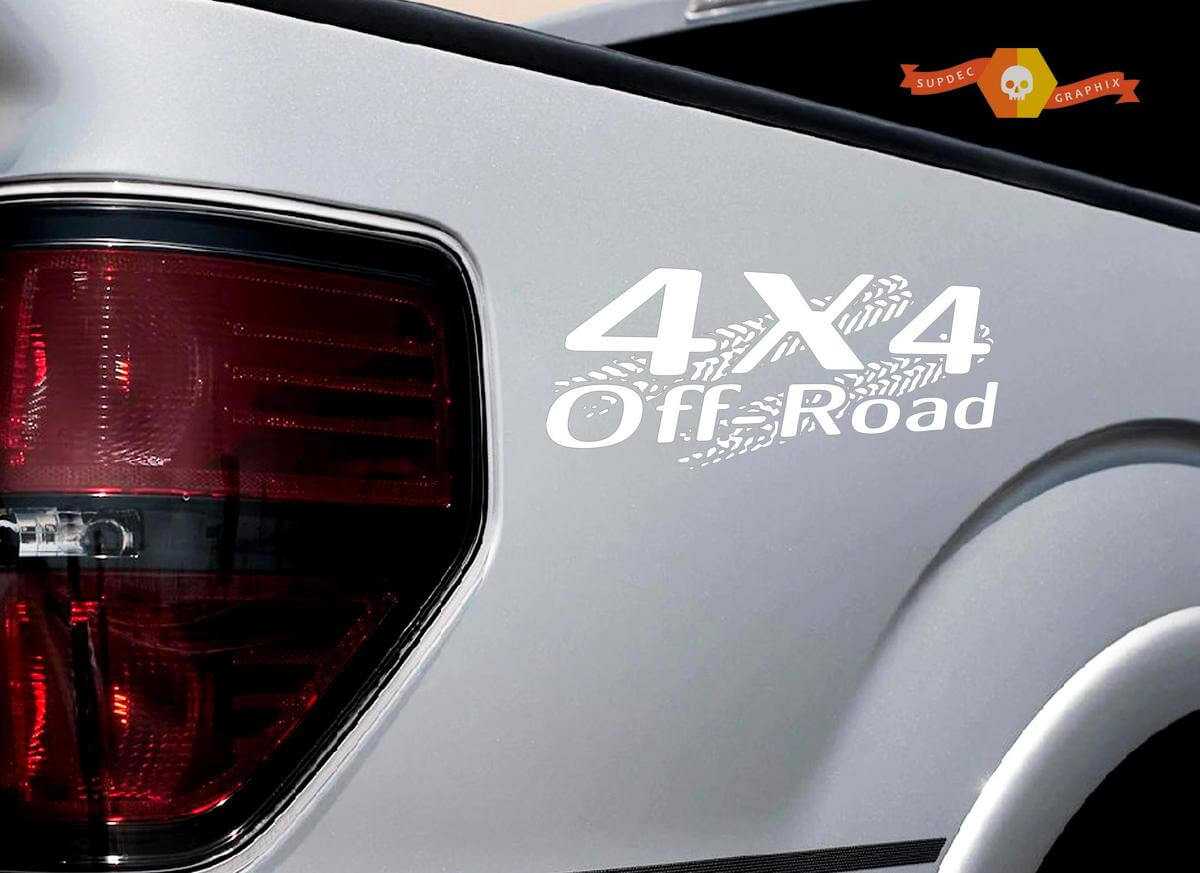4x4 Off Road Tire Track Vinyl Decal White for Ford Truck