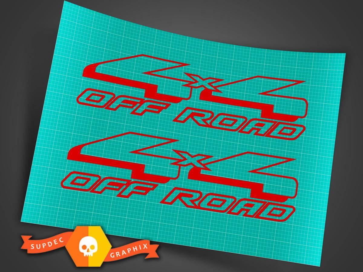 Red 4x4 Off Road 4WD Voluminous Text Vinyl Decals for Musclecar Truck
