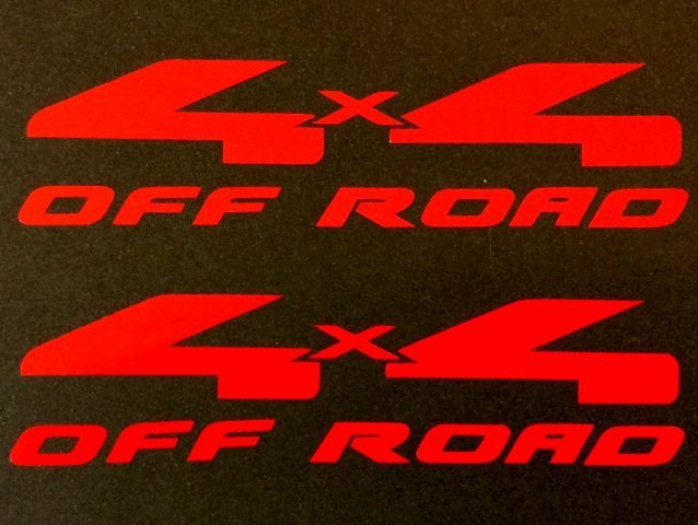 2 RED 4X4 OFF ROAD DECALS STICKER 4WD TRUCK FORD CHEVY DODGE TOYOTA GMC LOGO
