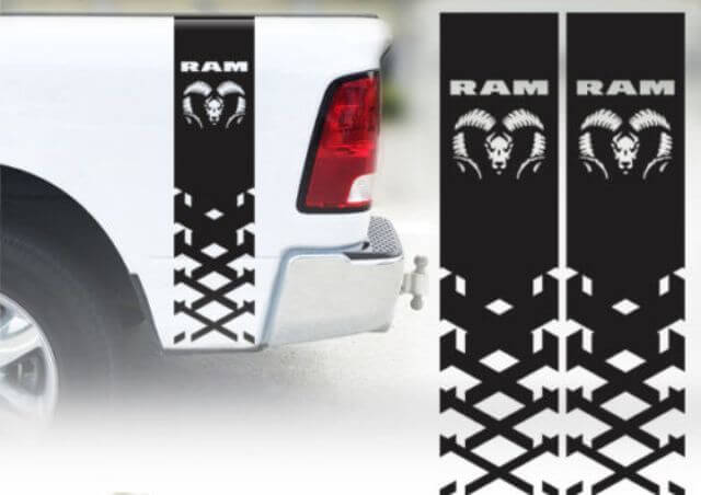 4x4 Truck Bed Stripe Racing Vinyl Decal Sticker for Dodge Ram 1500 / 2500 / 3500 (1B)