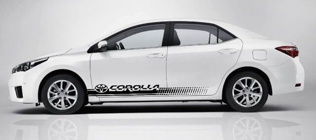 Branded Checkered Side Stripes Vinyl Decals Kit for Toyota Corolla
