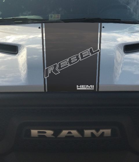 Dodge Ram Rebel Hemi 5.7 L vinyl decal sticker hood racing stripe, factory style