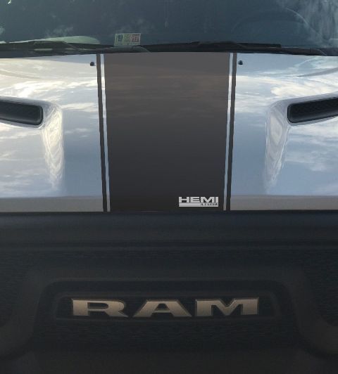 Dodge Ram Rebel Hemi 5.7 L vinyl decal sticker hood racing stripe, factory style
