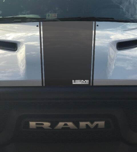 Rebel 5.7L Hood Racing Stripe Vinyl Decal Sticker 3 for Dodge Ram (Factory Style)