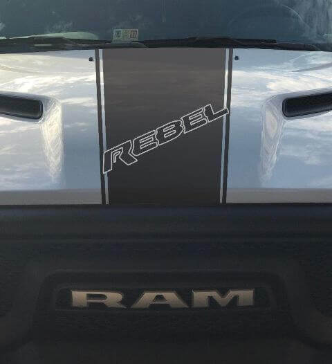 Rebel 5.7L Hood Racing Stripe Vinyl Decal Sticker  for Dodge Ram (Factory Style)