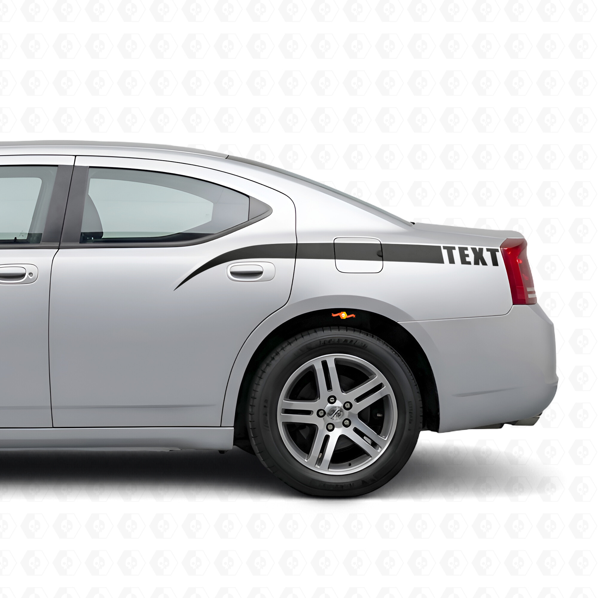 Curved Accent Stripes & Custom Text Side Vinyl Decal Sticker for Dodge Charger 2006-2010