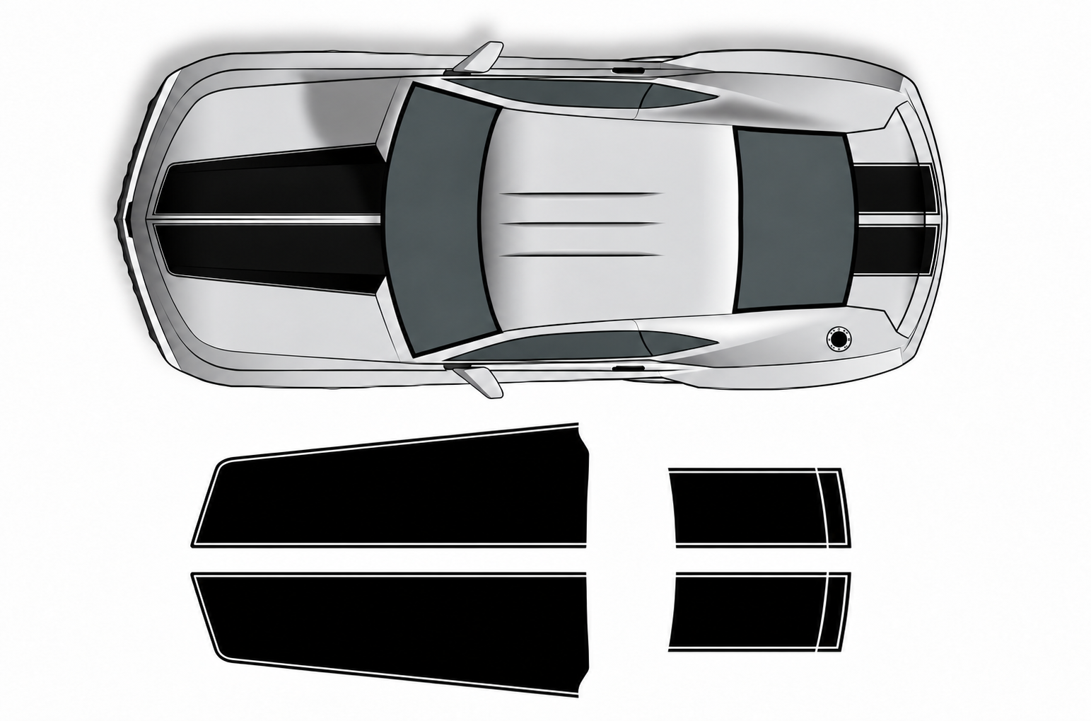 Straight Twin Blackout Panel Kit Hood Trunk Vinyl Decal Sticker for Chevrolet Camaro 2010-2015
