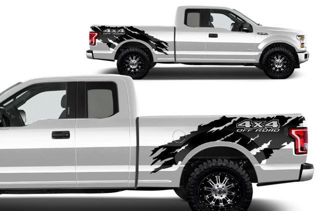 FORD F-150 (2015-2017) SUPERCAB 6.5 BED CUSTOM VINYL DECAL WRAP KIT - 4X4 TORN