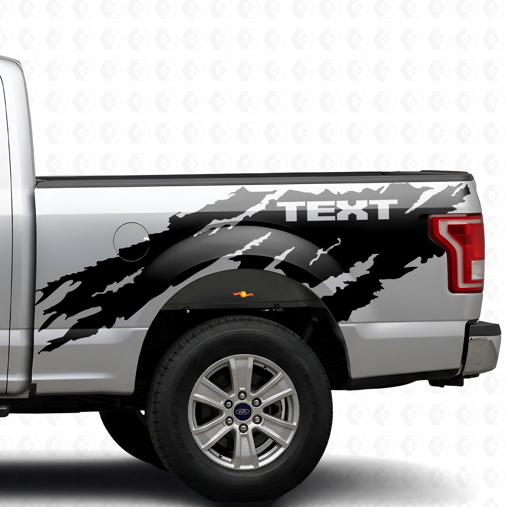 Torn Splash Custom Text Bedside Vinyl Decal Sticker for Ford F-150 2015-2017