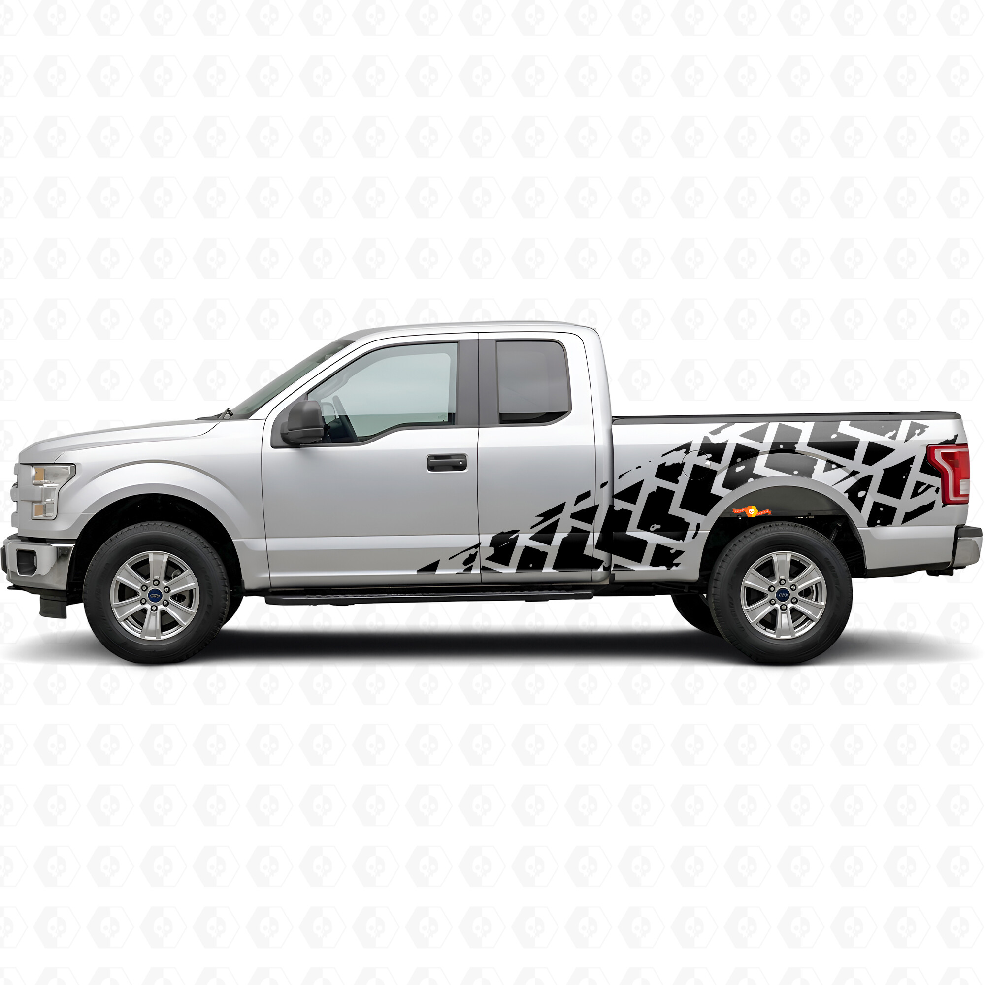 Huge Tire Track Stripes Side Vinyl Decal Kit for Musclecar truck 2015-2017