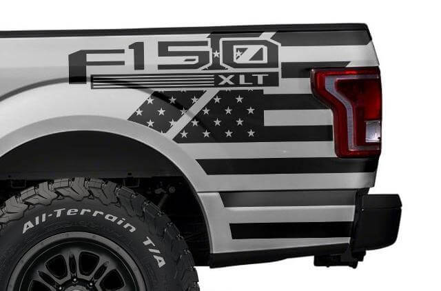 USA Flag Rear Side Vinyl Decal Kit for Musclecar F-150 2015-2017