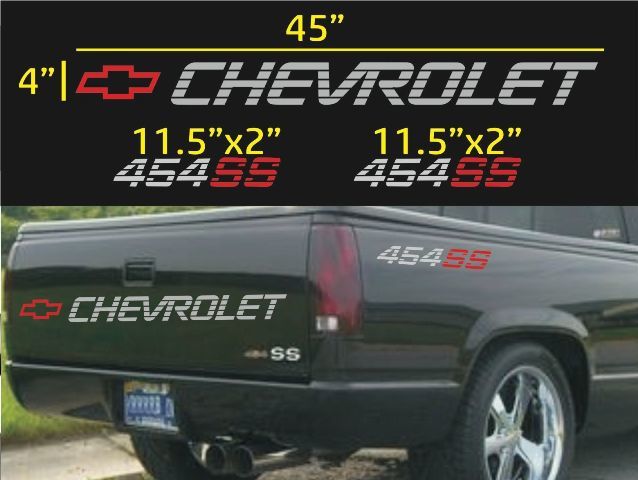 Chevrolet 454 Ss Tailgate & Bed Vinyl Decal Stickers Set