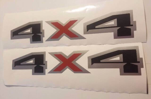 4x4 Side Decal Sticker Set Black Flat Gray Red for Musclecar truck F-250