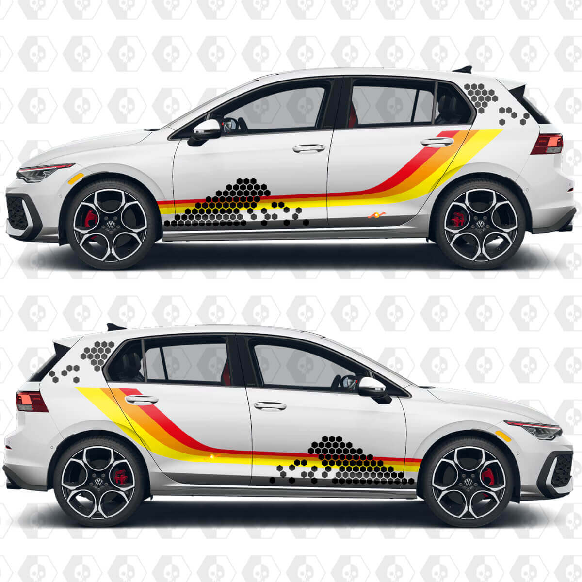 Honeycomb Heritage Side Stripes Vinyl Decals Kit for VW Volkswagen Golf