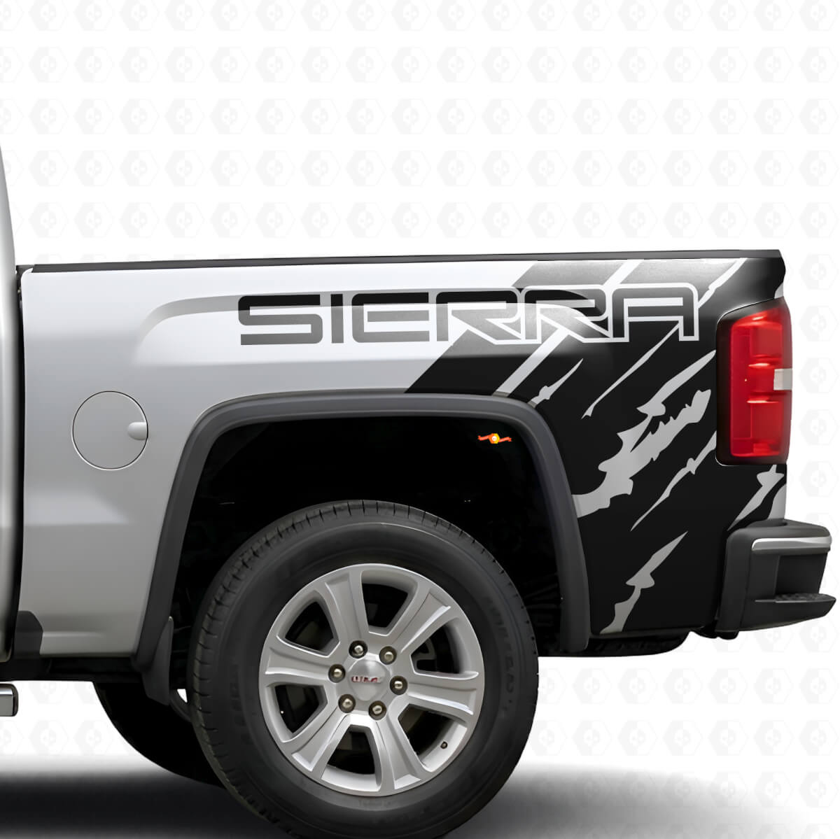 Branded Distressed Style Bed Side Vinyl Decal Kit for GMC Sierra 2016