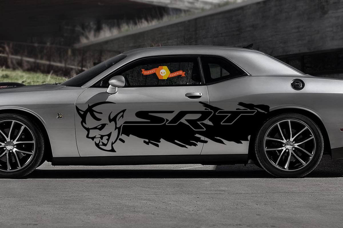 Demon-Style Side Splash Grunge Vinyl Decal Set for Dodge Challenger 