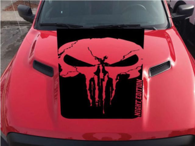 Dodge Ram Rebel Punisher Schädel Nacht Edition Hood Truck Vinyl Aufkleber Grafik