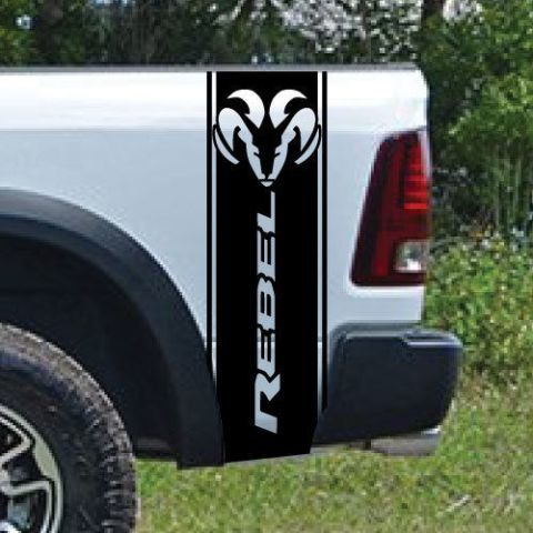 Dodge Ram Rebel Side Stripe Bed Logo Truck Vinyl Decal Graphic Chrome