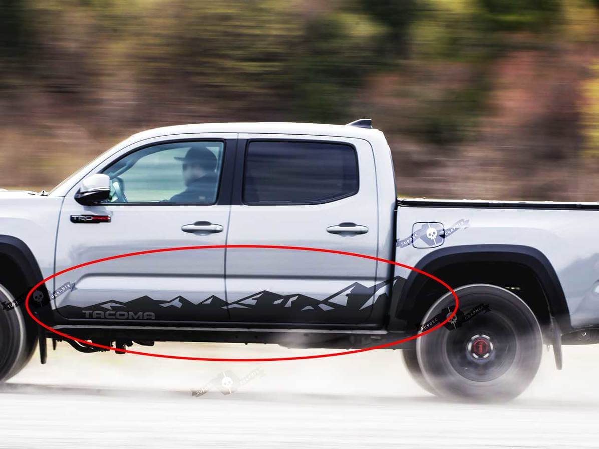 Mountain Style Rocker Panel Vinyl Decal Kit for Toyota Tacoma 2004-21