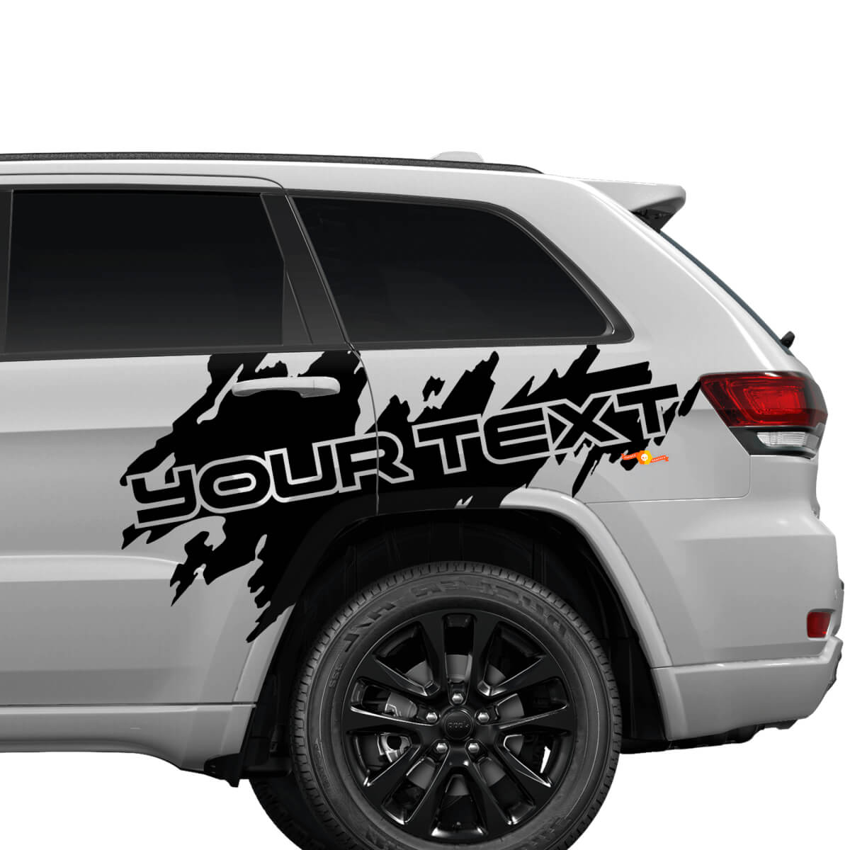 Custom Text Splash Splatter Rear Door Side Graphic Vinyl Sticker Decal for Jeep Cherokee Trailhawk