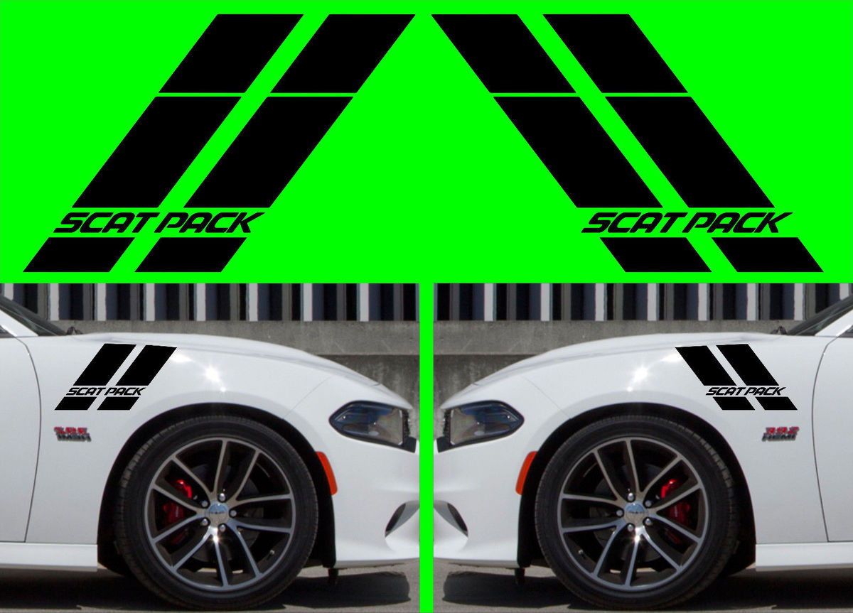 2X Dodge CHARGER Scat Pack Hash Stripes 2015-2018 Vinyl Decal HELLCAT SRT RT SXT Scatpack