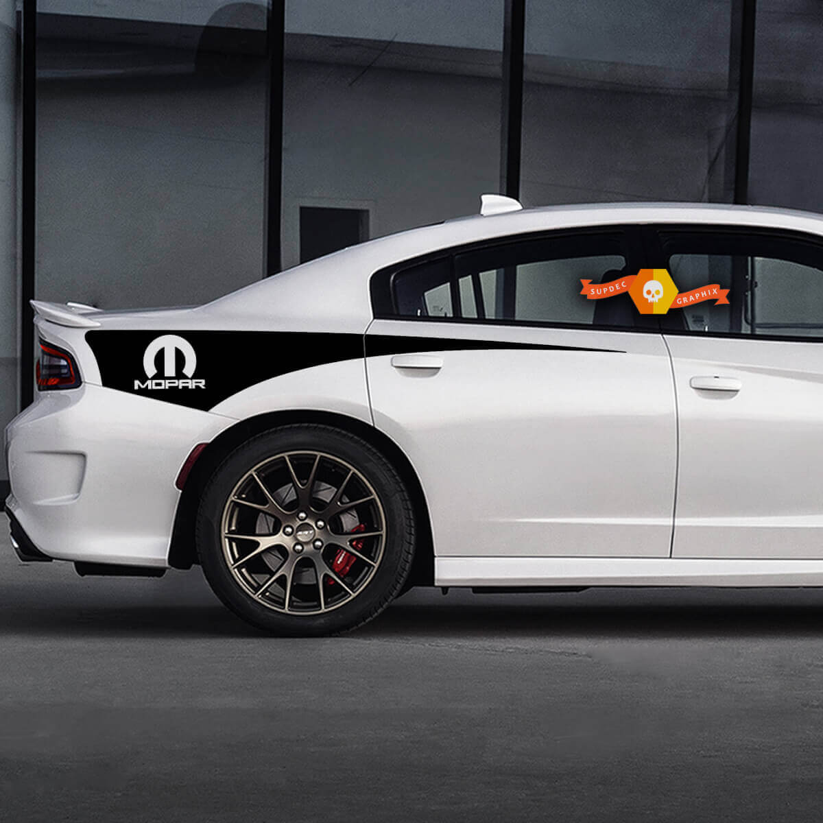 Mopar Style Stripes Bedside Vinyl Decal Sticker for Dodge Charger 2015-2017
