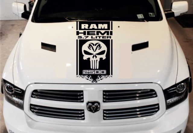 DODGE RAM HEMI 5.7L 2500 1500 3500 1xHOOD DECAL graphic vinyl decal sticker logo
