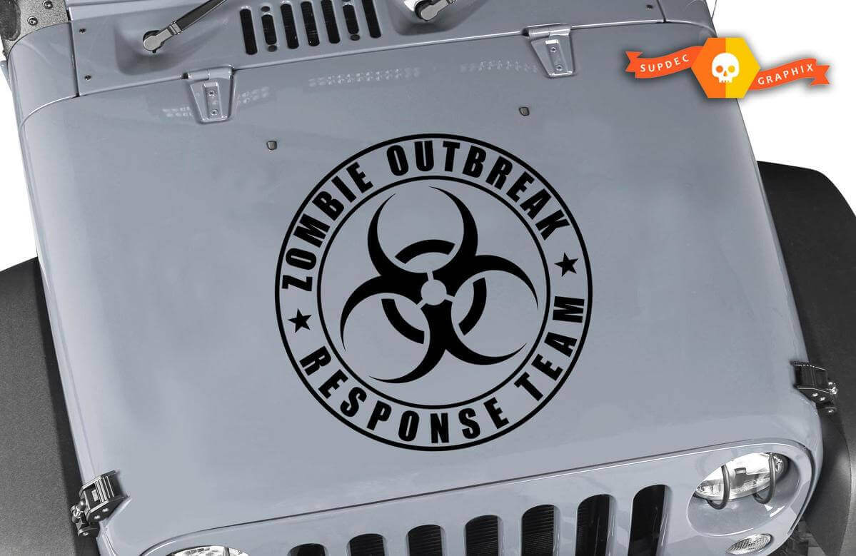Zombie Outbreak Response Team Hood Vinyl Decal for Jeep Wrangler