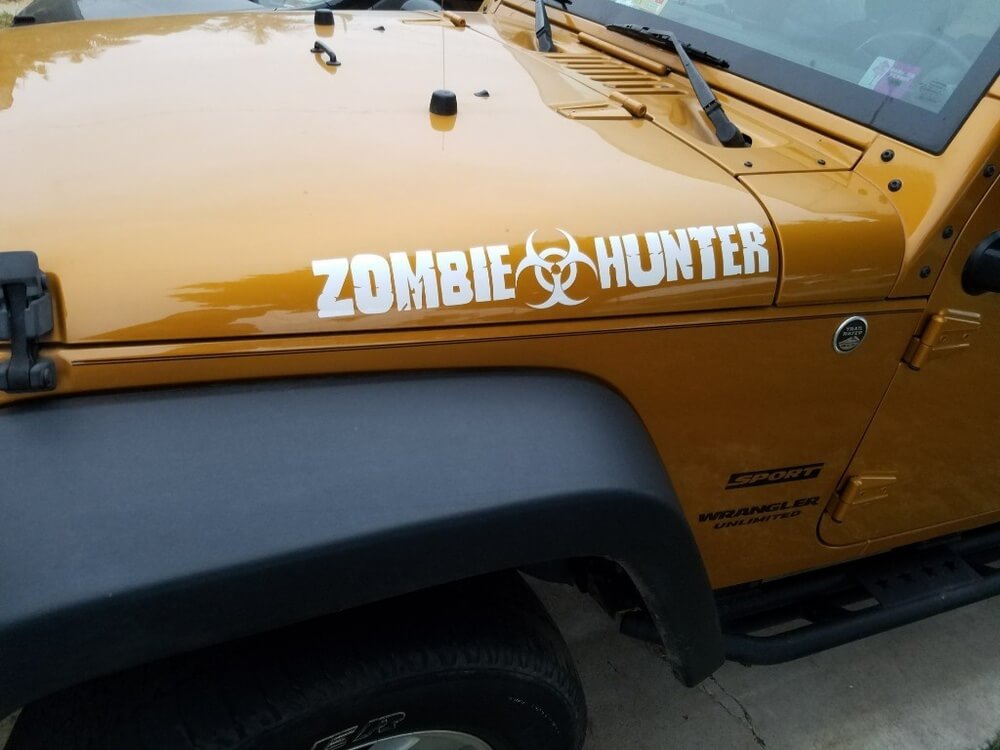Zombie Hunter Edition Hood Vinyl Sticker Decal for Jeep Wrangler CJ TJ YK JK