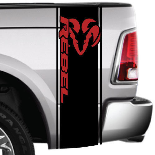 2 Farben Dodge Ram Rebel Seitenstreifenbett Logo Truck Vinyl Aufkleber Grafik