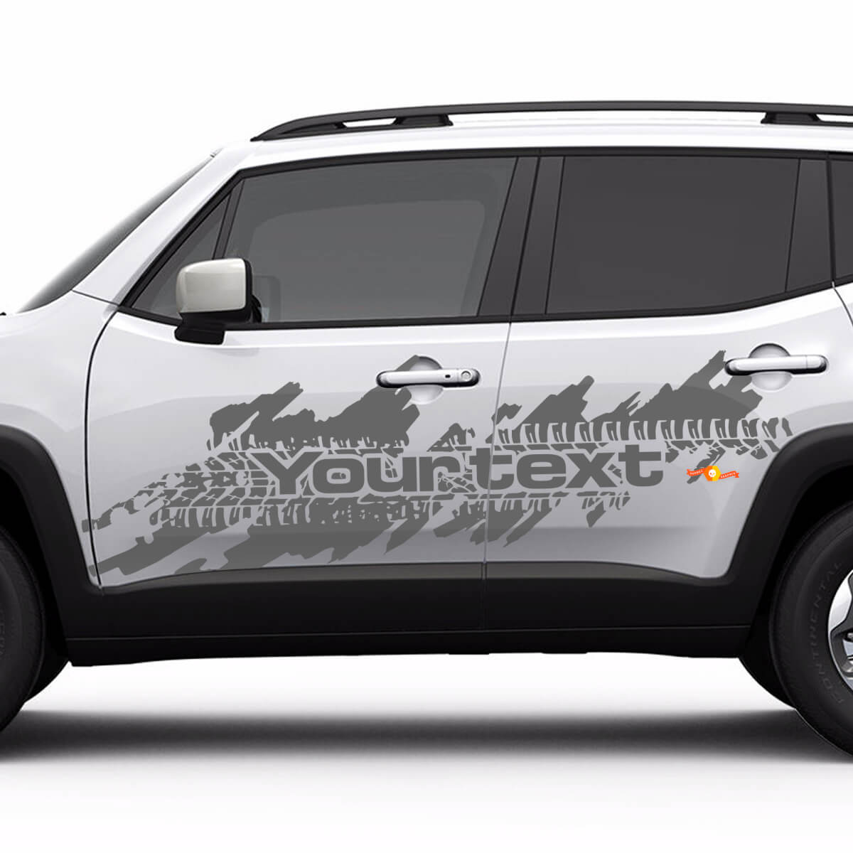 Custom Text Tire Tracks Side Splash Graphic Vinyl Decal Sticker for Jeep Renegade 