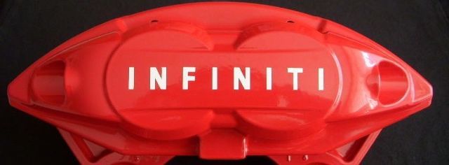 Infiniti Brake Caliper High Temp. Vinyl Decal Stickers Set of 8 (Any Color)