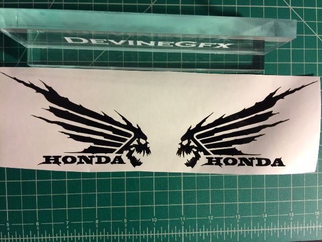 2x Honda Wings Decal Vinyl Etiqueta de vinilo Logotipo de Window Wall Skull Death