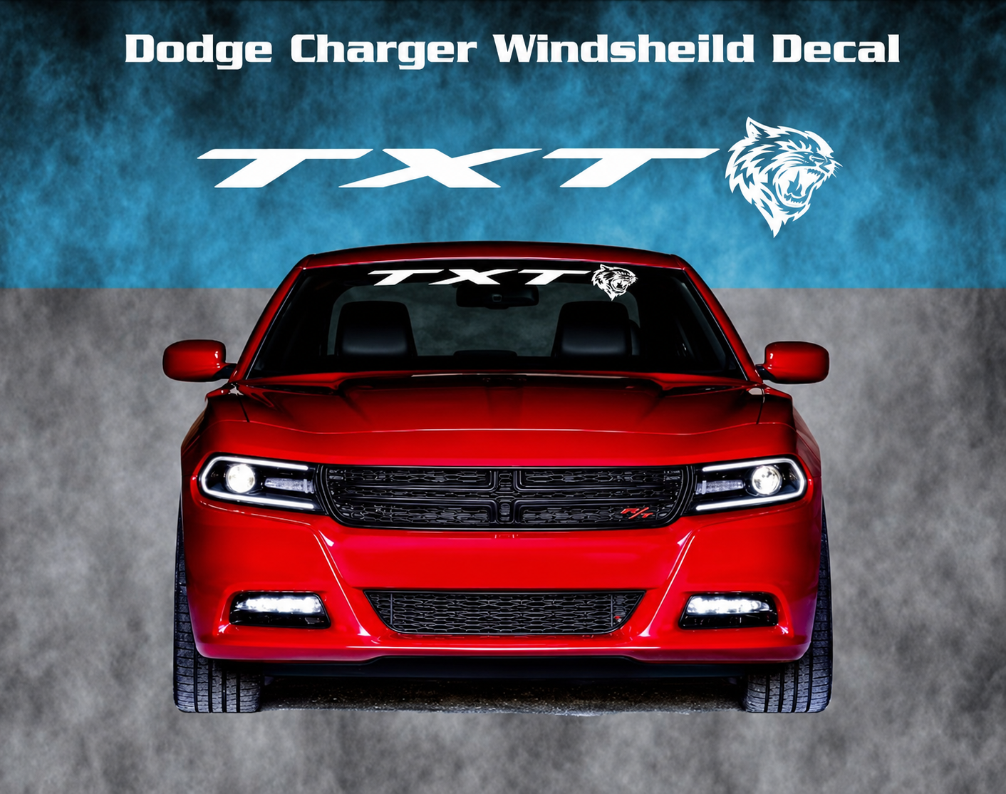 TXT Cat Head Banner Windshield Vinyl Decal Sticker for Dodge Charger Hellcat