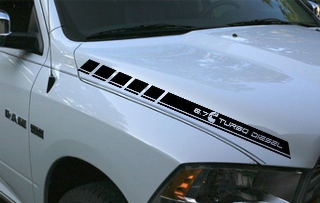Dodge Ram 2 vinyl hood stripes 6.7L turbo diesel decals Hemi Mopar Graphics Rt 2023