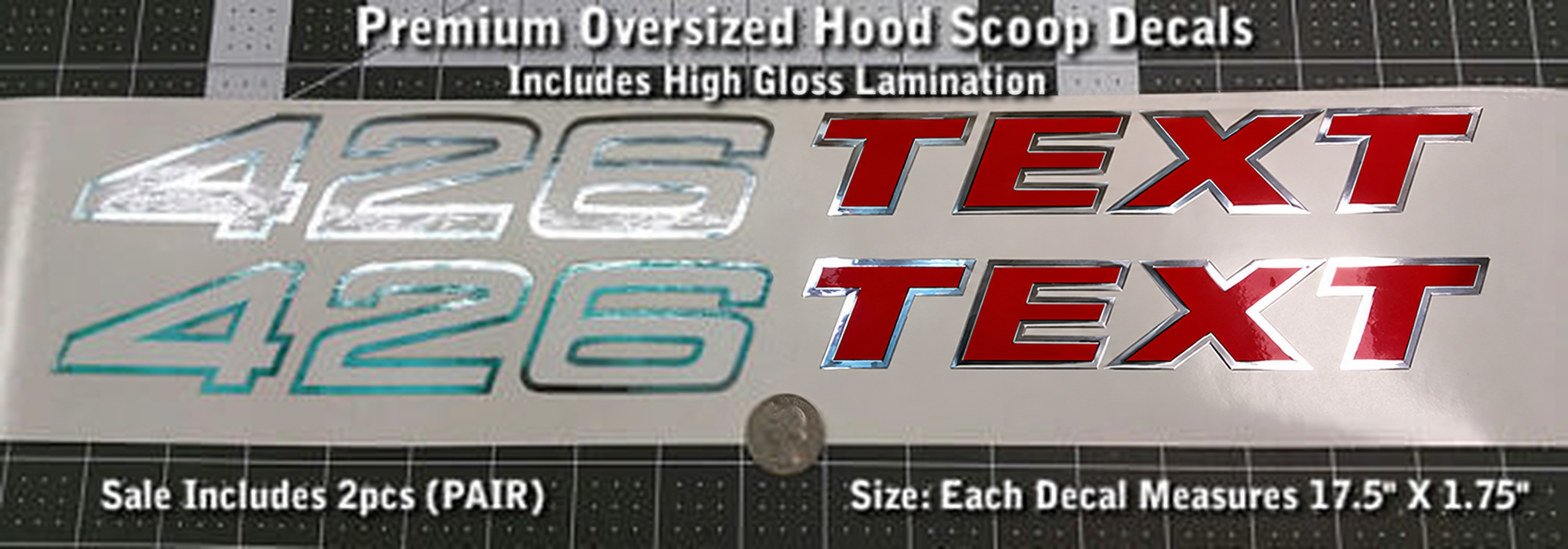 426 Hemi Oversized Hood Scoop Vinyl Decals for Dodge 1970-1971