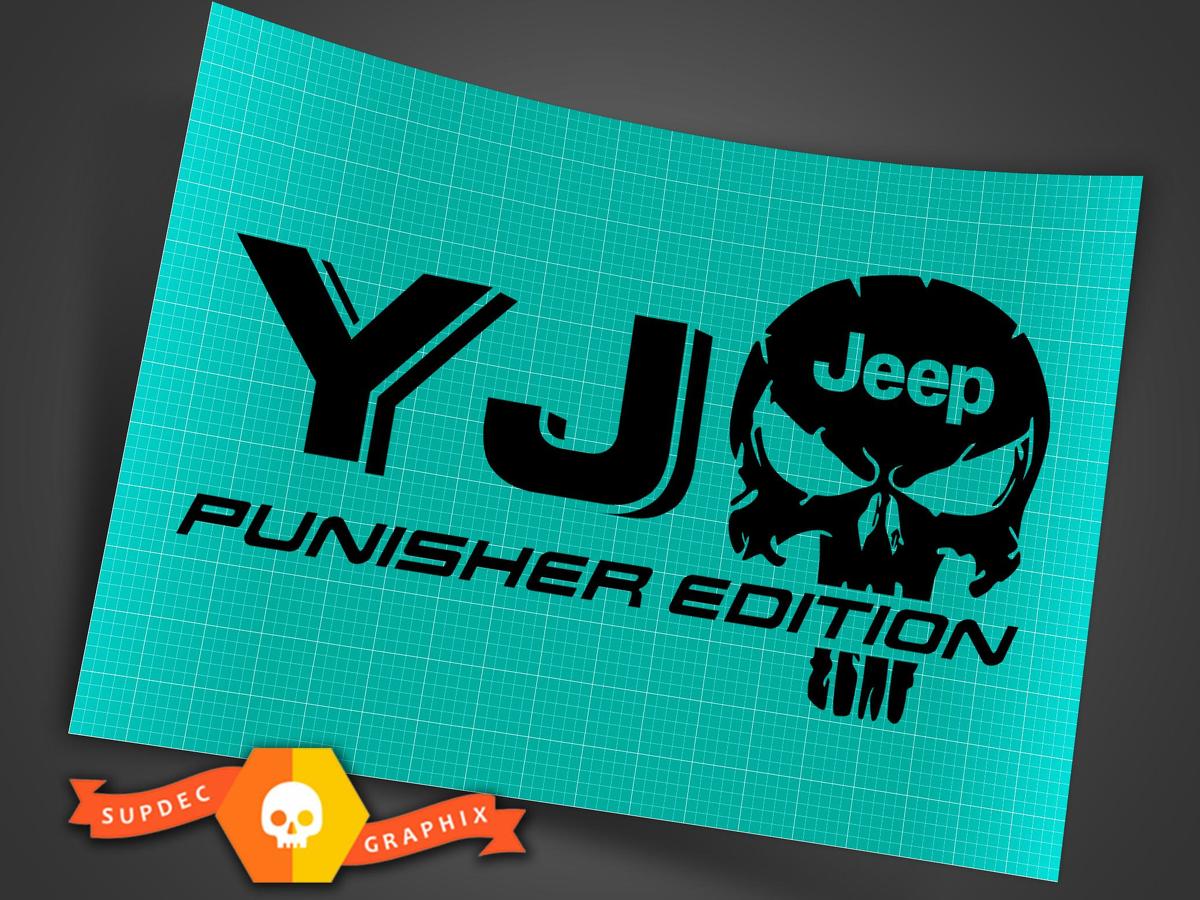 LKW Auto Aufkleber - (2) YJ JEEP Punisher EDITION - Vinyl Aufkleber Outdoor Vinyl